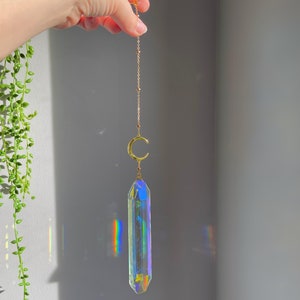 Moon Crystal Suncatcher: Rainbow Prism Window Pendant