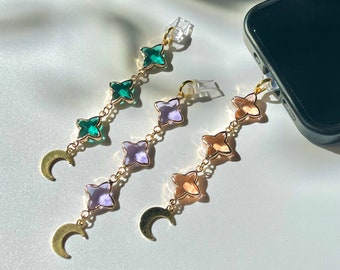 Moon Phone Charm: Glass Beads, Celestial Suncatcher
