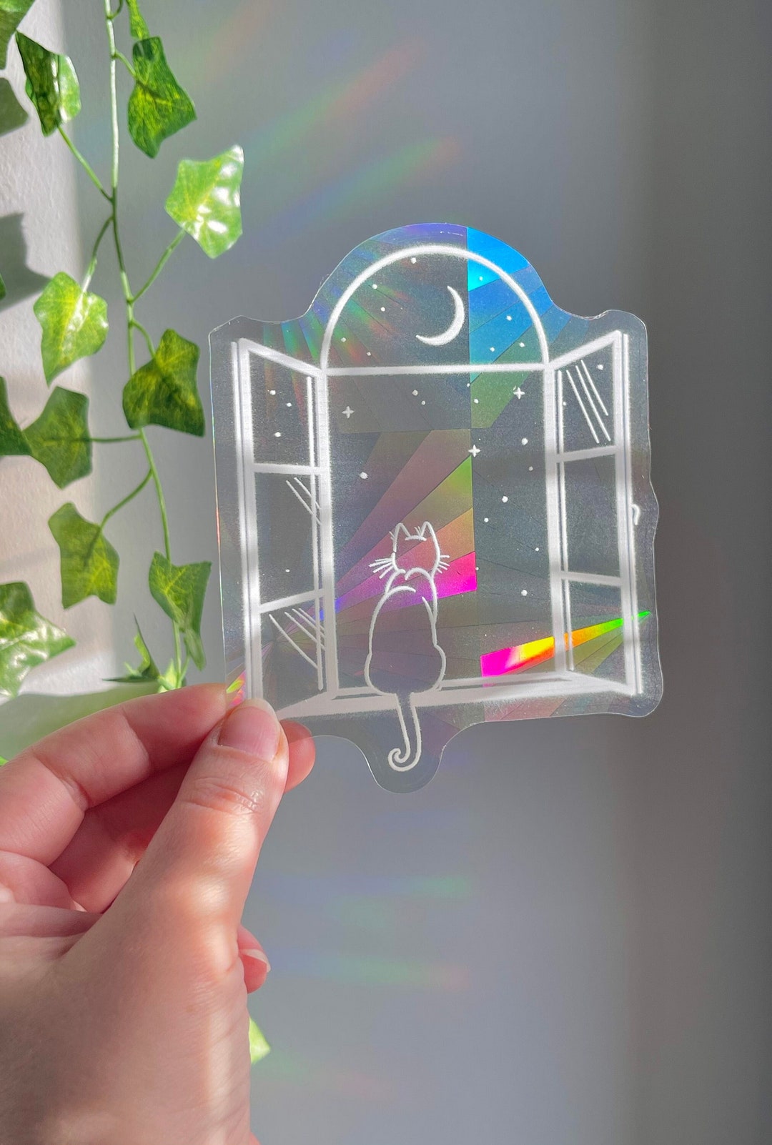 Cat Suncatcher Sticker: Rainbow Maker Window Decal, Cat Lover Gift - Etsy