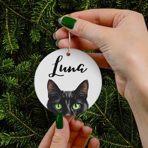 Black Cat Ornament Personalized Cat Ornament Custom Black Cat Christmas Ornament Custom Cat Gift Black Cat Xmas Ornament Cat Themed Gift