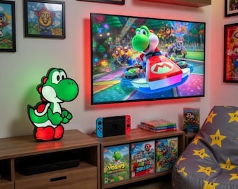 Super Mario Bros Yoshi Light Box - room decor - lamp - nightlight - gamer