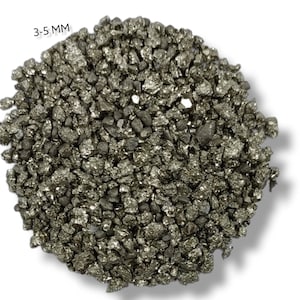Piedra preciosa de pirita triturada natural, gruesa, de 3 a 5 mm, brillante, con destellos de fuego, para carpintería, incrustaciones de anillos y resina.