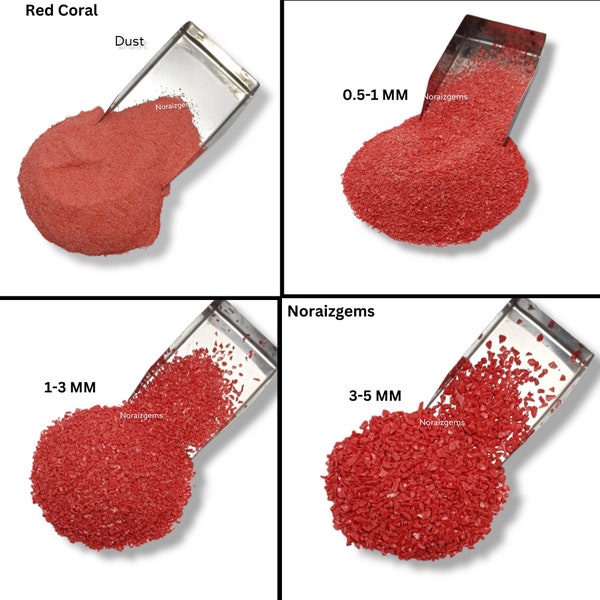 Crushed Red Coral Gemstone Coarse All Size and Dust Powder, Red Coral Coarse Powder For Woodwork, Stone Inlay, Ring Inlay, Resin Art Powder