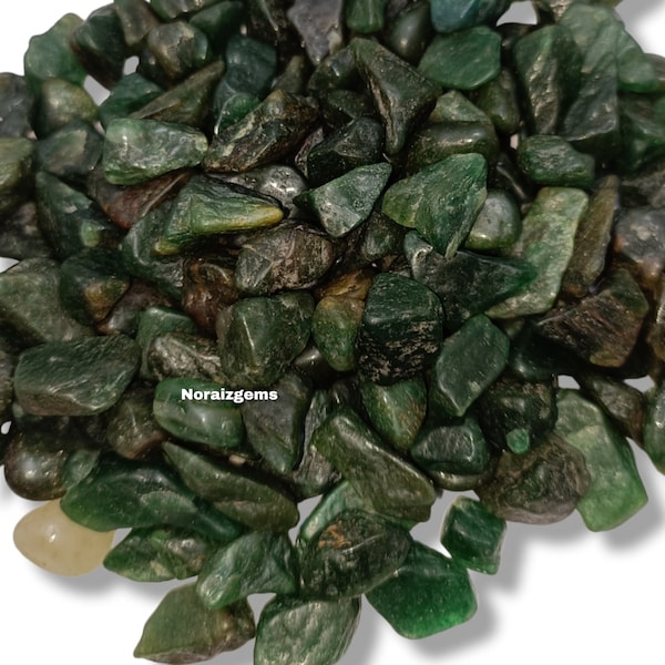 Natural Green Jade Gemstone Chips, Beautiful Green Jade Uncut and Unpolished Rough Chips Gemstone Nugget Mixed Size & Shape Unpolished Chips