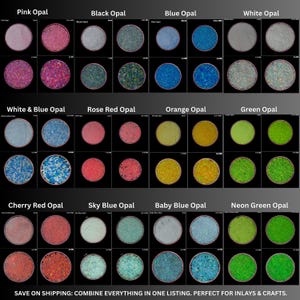 All-in-One Crushed Opal Collection - Fine to Coarse Sizes - High Quality Stones for Ring Inlay, Wood Inlay, DIY Crafts, Nail Art - Supply