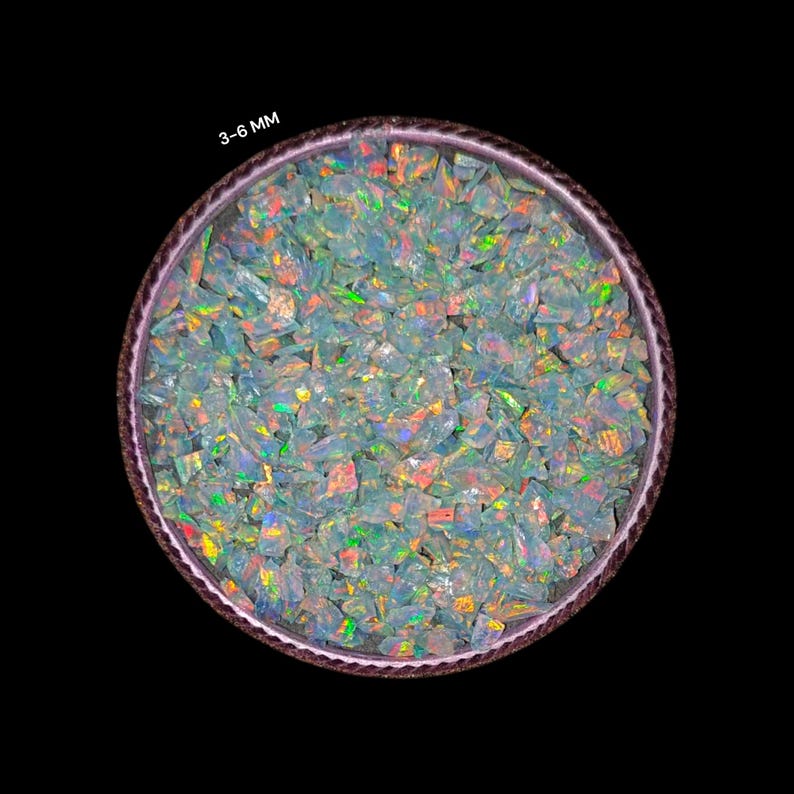 Our crushed White opal is completely prepared by handmade process, it will make your art more beautiful, its fire is very good, it is useful for making rings, woodworking and for resin art inlay and also for other types of workmanship can be used.