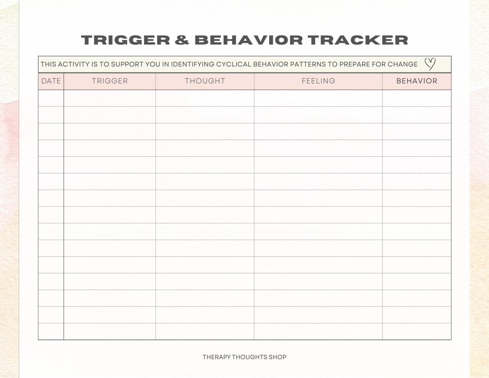 Trigger & Behavior Tracker - Etsy