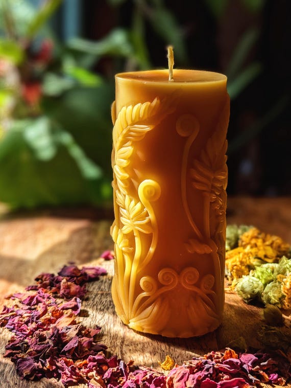Vela De Pilar De Cera De Abeja | Vela Hecha A Mano - Vela De
