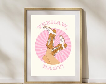 Yeehaw Baby Poster | Trendy Wall Art | Western | Vintage | Girly | Digital Download
