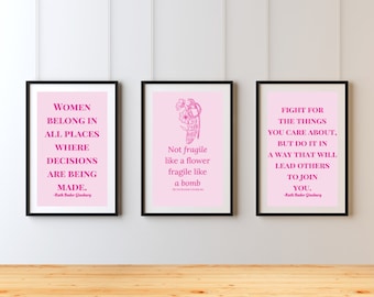 Set of 3 RBG Feminist Quote Prints – Feminist Wall Art Bundle