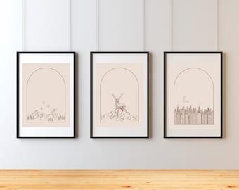 Set of 3 Sarah J. Maas Universe Location Prints – SJM Fantasy Wall Art Bundle