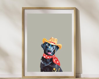 Cowboy Black Lab | Labrador Retriever | Cowboy Dogs | Yeehaw | Wild West | Western Dogs