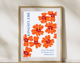 Kingsflame Flower Print – Throne of Glass Inspired Fantasy Wall Art (Digital Download)