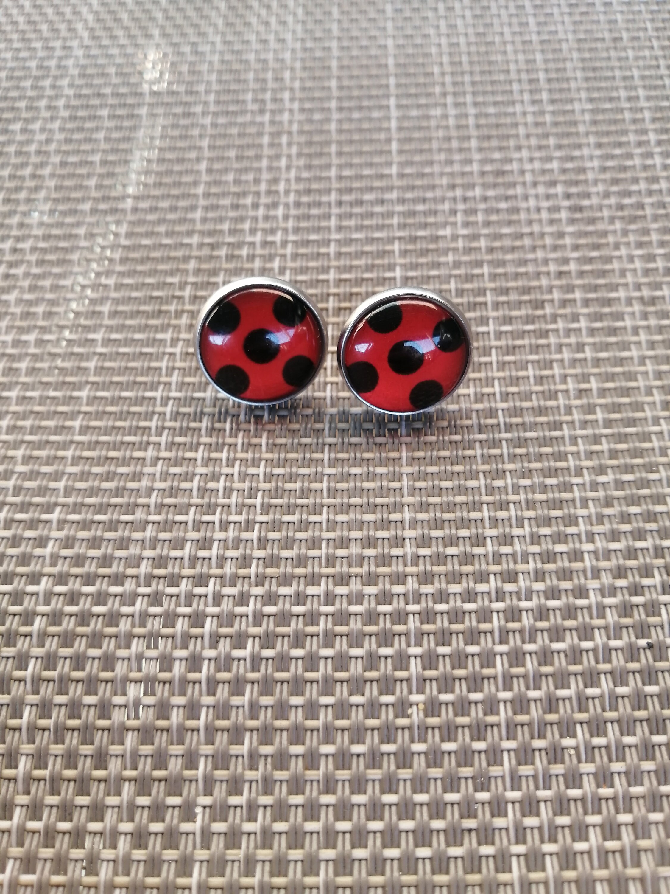 Lady bug earrings ladybug silver earrings pierced or clip Etsy