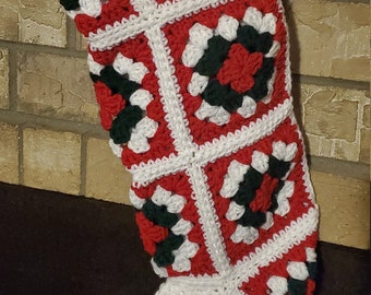 Crochet Pattern, Granny Square Christmas Stocking