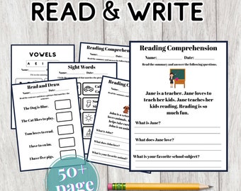 50 Homeschool Kindergarten First Grade Worksheets Bundle