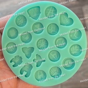 Superhero shaker bits/earring studs silicone mold set