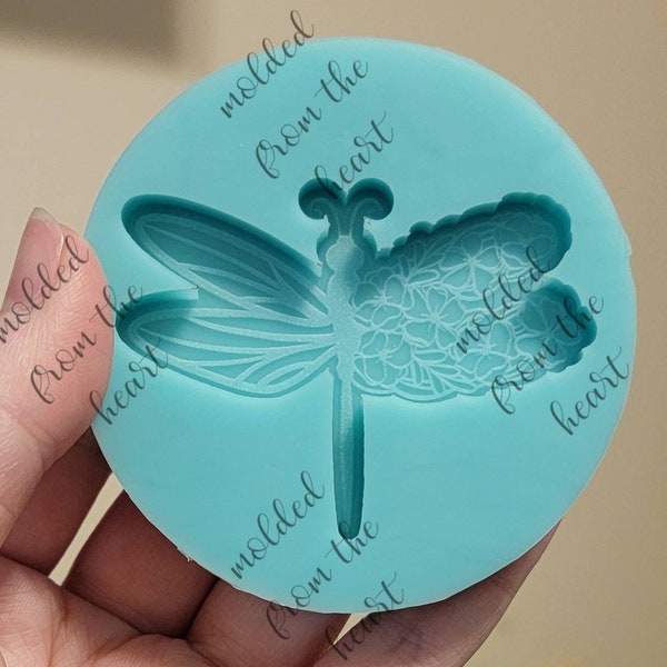 Floral dragonfly silicone mold