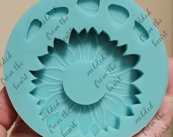 2.5" sunflower shaker and bits silicone mold