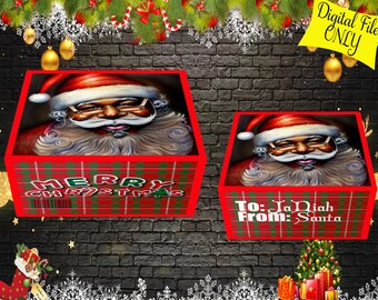 African American Santa Christmas Gift Box, Christmas Favor, Christmas Box, Christmas Eve