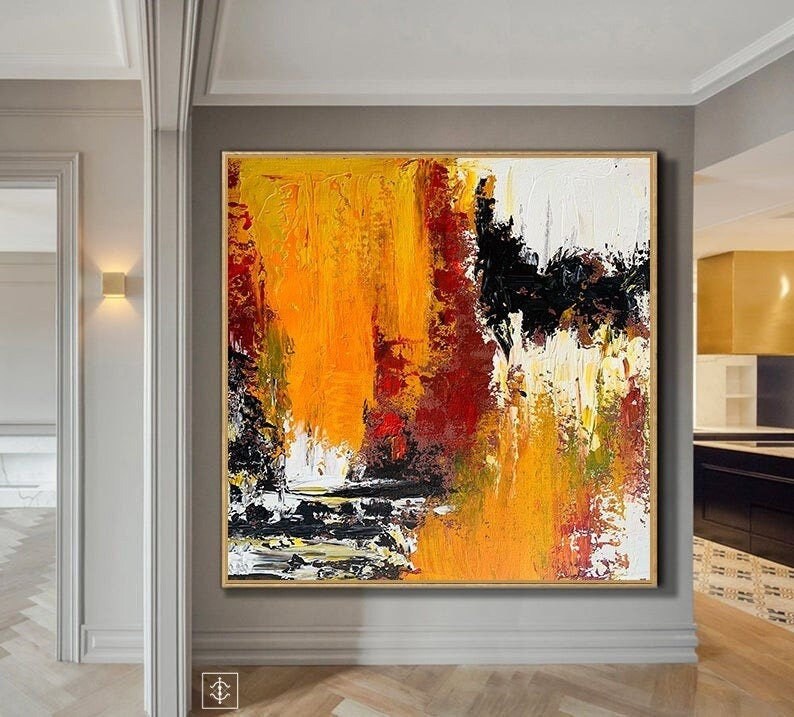 Black and White Housewarming Luxury Painting, Living Room Wall Art