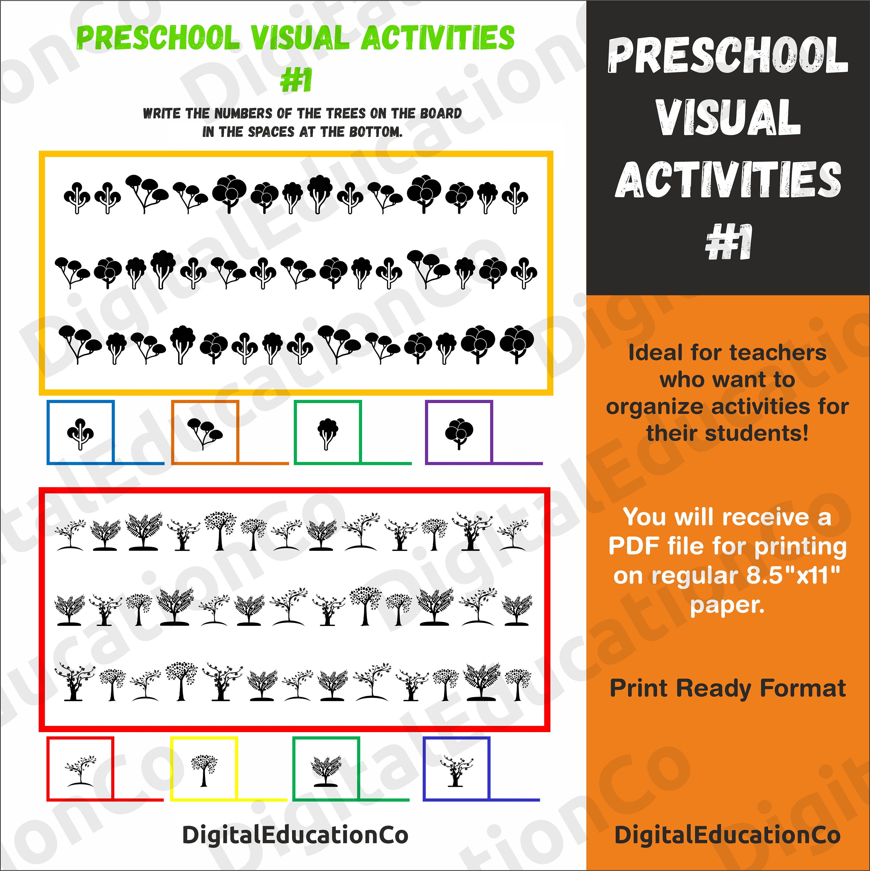 Tree Counting Worksheet Printable Fun Activities for Kids | Etsy