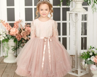 old rose flower girl dress
