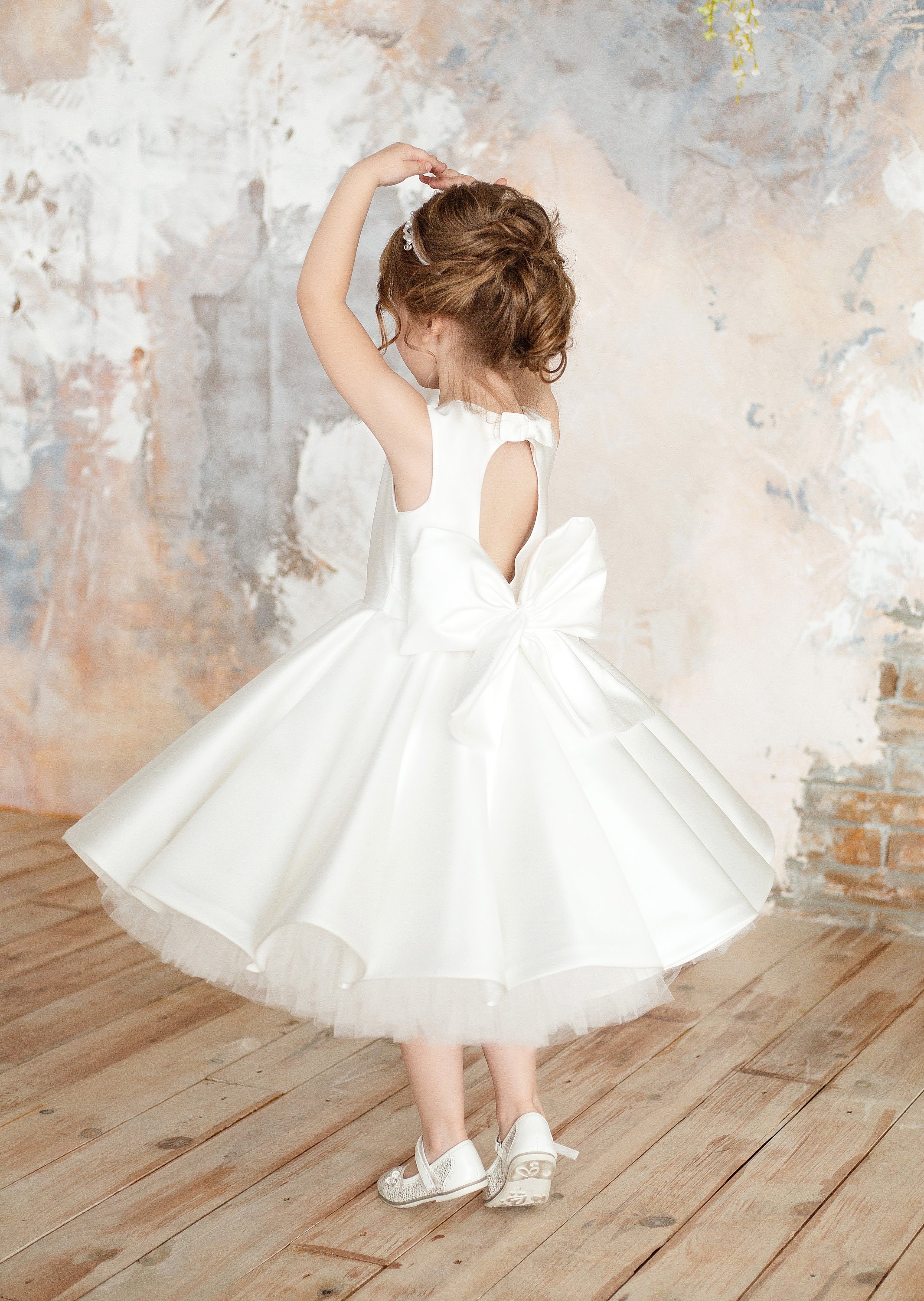 Satin flower girl dress flower girl dress simple flower girl Etsy
