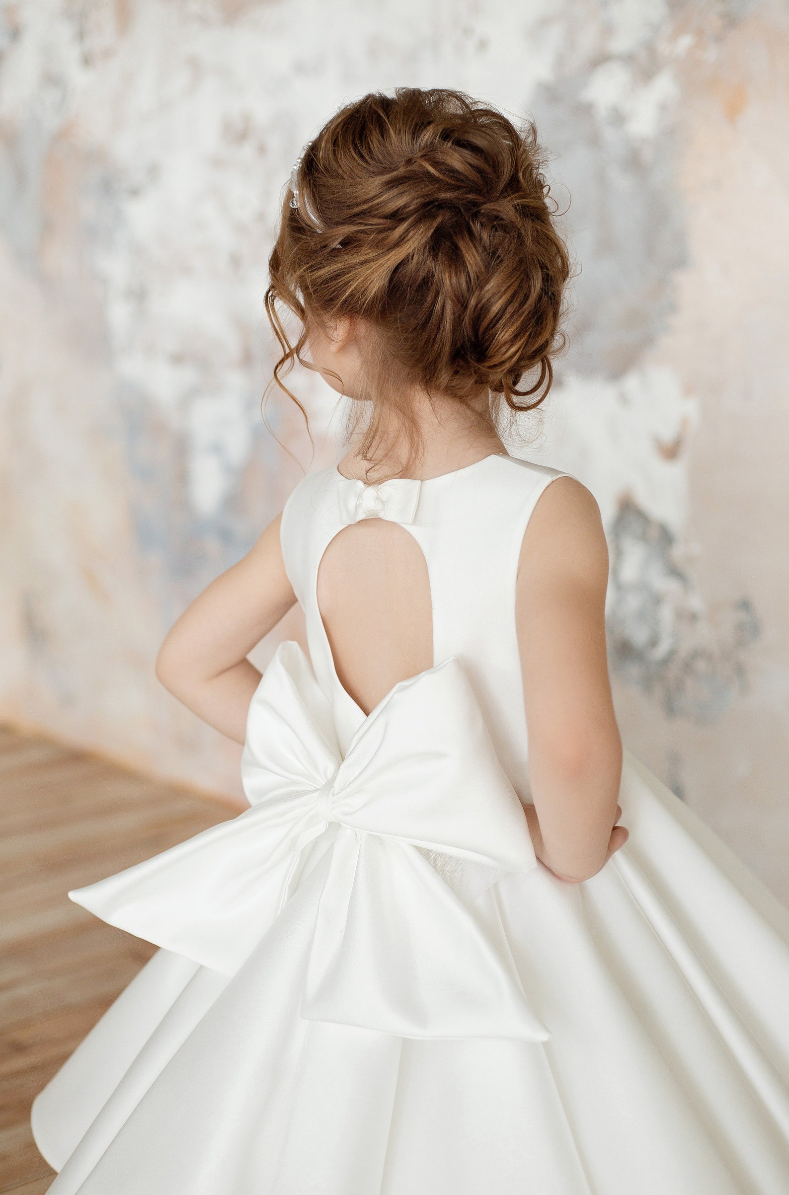 Satin Flower Girl Dress Flower Girl Dress Simple Flower Girl Etsy