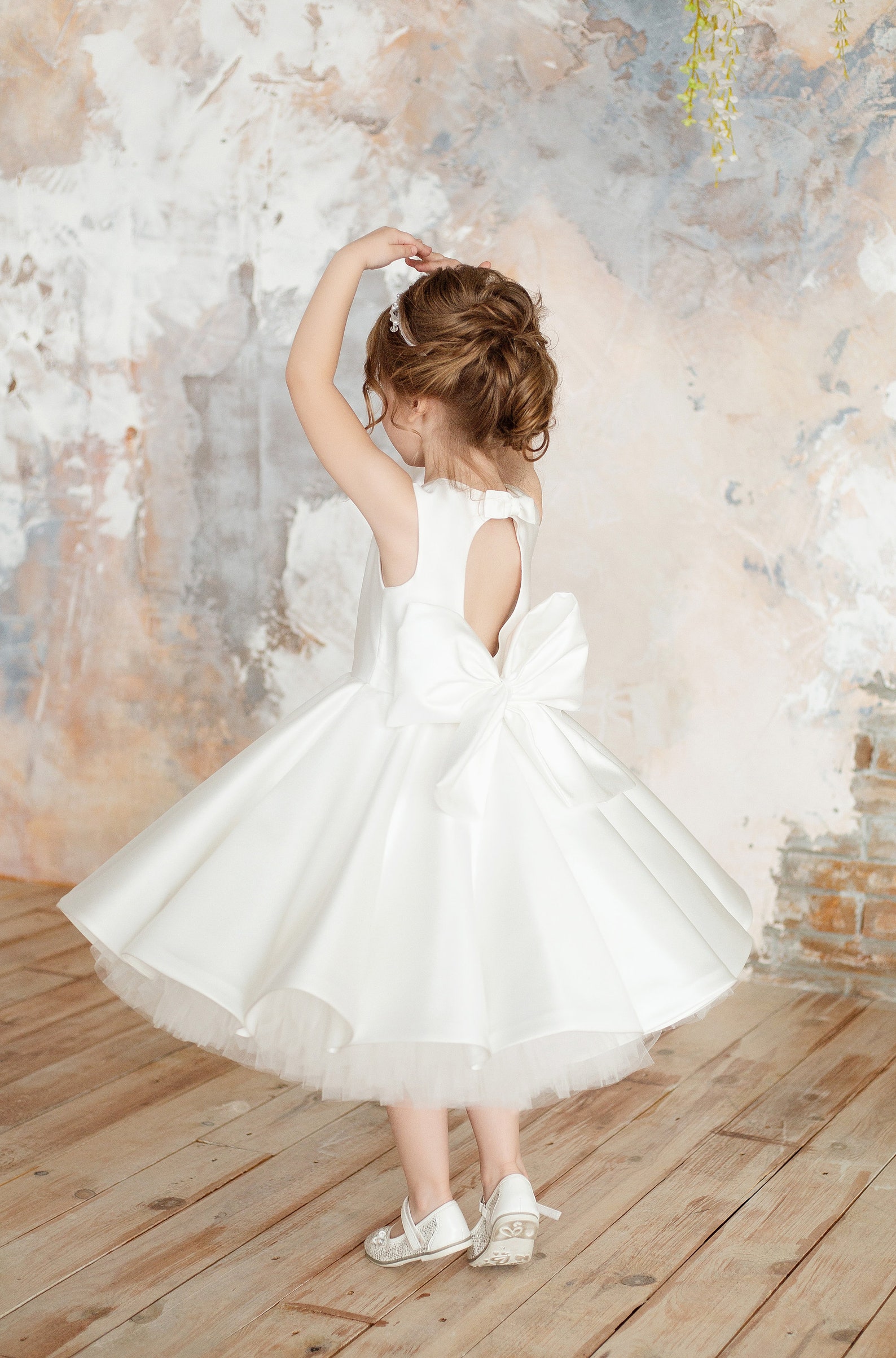 Satin Flower Girl Dress Flower Girl Dress Simple Flower Girl Etsy