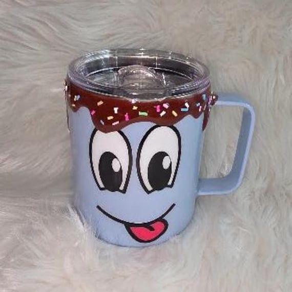 Smiley Face 12 oz Stainless Steel Mug with Chocolate Syrup and Sprinkle Design (3 Options)
