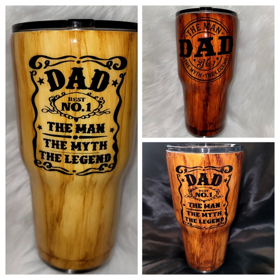 30 oz Traditional Curve Tumbler - Dad: The Man The Myth The Legend - Woodgrained - 3 variations