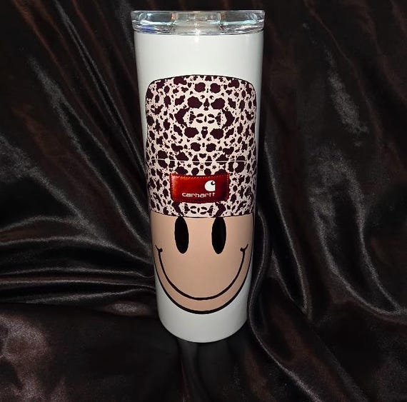 20 oz Skinny Carhart Smiley Face Sublimated Stainless Steel Tumbler