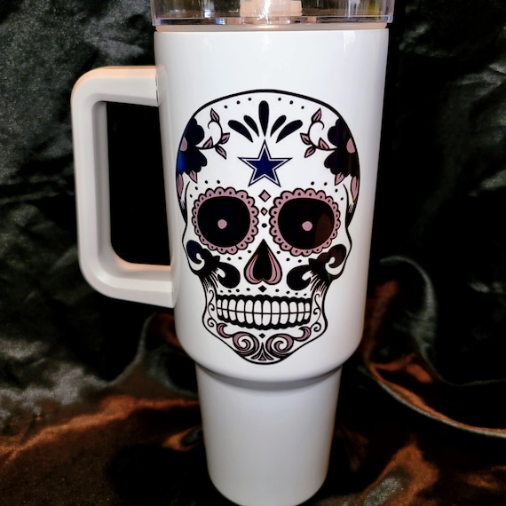 Win or Lose Cowboys 40 oz stainless steel tumbler - We Dem Boys + Sugar Skull