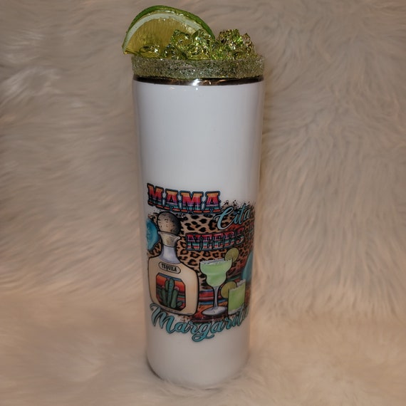 Mamacita Needs a Margarita - 20 oz Skinny Tumbler with Ice Topper, Lime, and Salt