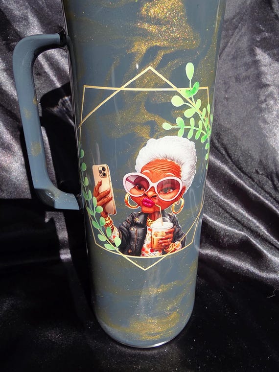 Texting w Granny 20 oz Stainless Steel Tumbler w Handle