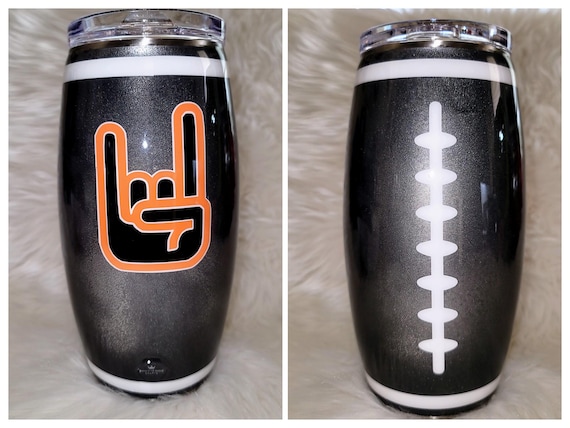 Hook Em 25 oz Stainless Steel Football Tumbler