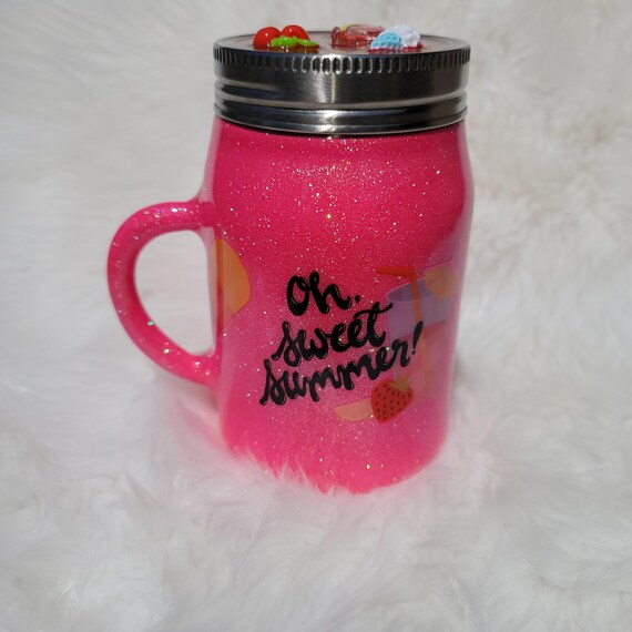 Oh, Sweet Summer - 17 oz stainless steel mason jar with fun summer topper