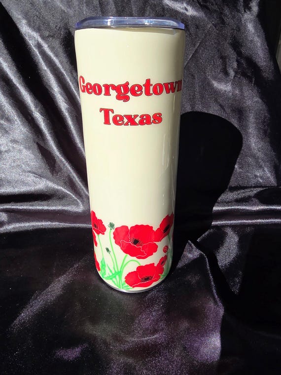 20 oz Stainless Steel Georgetown Texas Red Poppy Tumbler (2 variations)