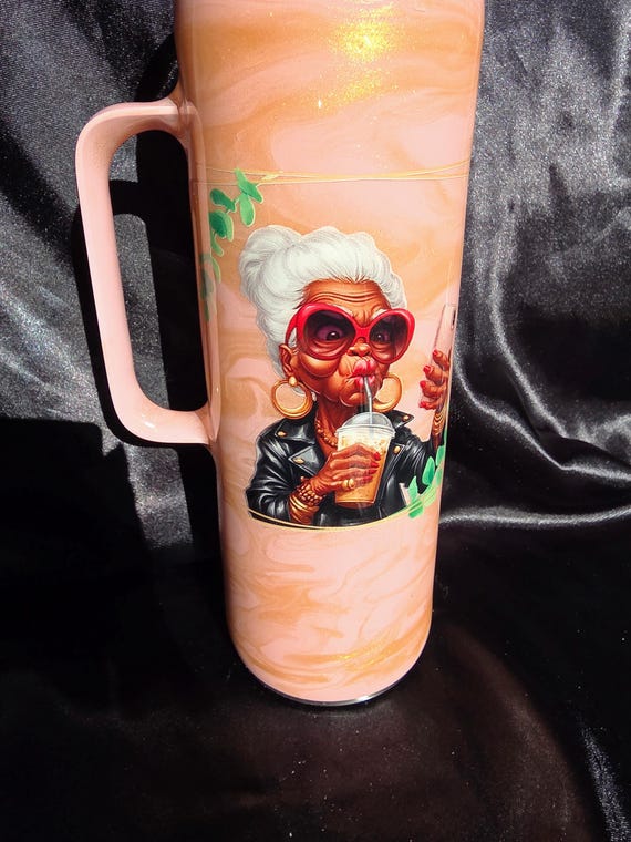 Texting w Granny 20 oz Stainless Steel Tumbler w Handle