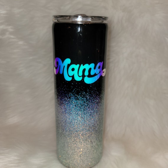 Classy and Cool Holographic Mama Tumbler with Shimmering Glitter - 20 oz
