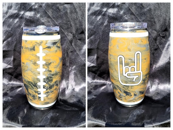 Hook Em 25 oz Stainless Steel Football Tumbler - Swirl Pattern