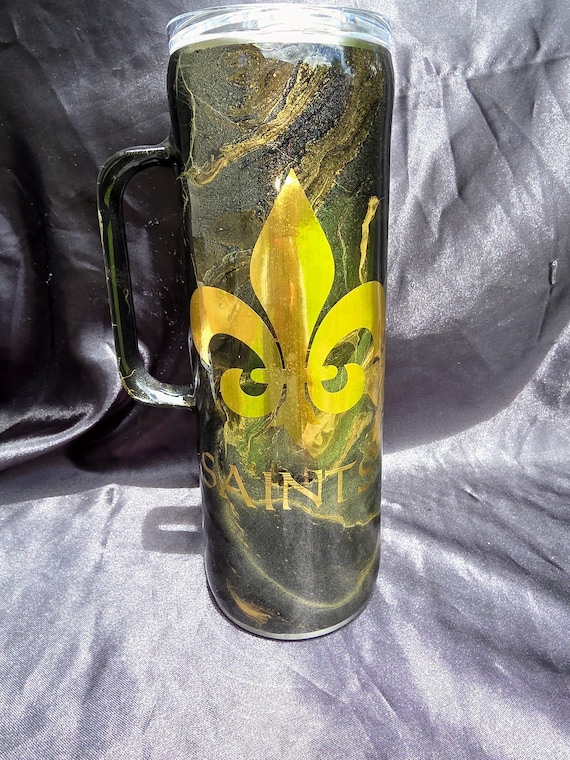 20 oz Saints Swirl-pattern Stainless Steel Tumbler w Handle
