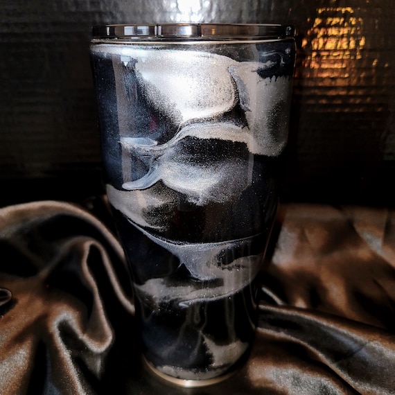 Silver and Black Swirl, Spurs-inspired 30 oz Modern Curve Tumbler
