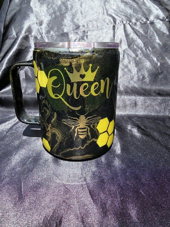 10 oz Queen Bee Stainless Steel Mug w Swirl Pattern