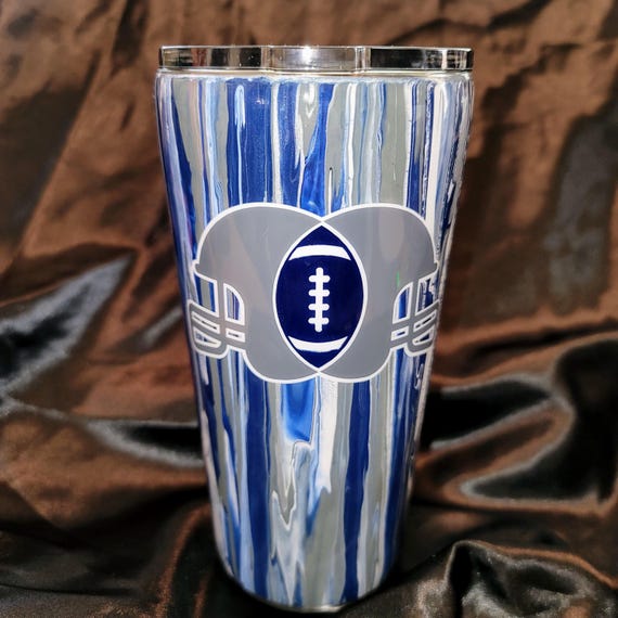 Cowboys 16 oz tumbler - "dirty pour" paint design