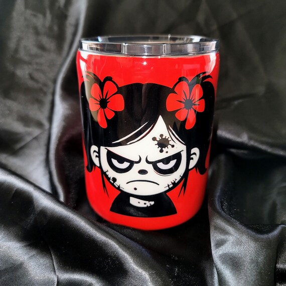 Cute Frowning Zombie Girl - I'm a Delight After My Coffee - glow in the dark coffee mug
