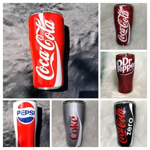 Soda (Coke, Dr. Pepper, Pepsi, Diet Coke, Coke Zero, Diet Dr. Pepper) 20 oz Curve Tumbler - glitter or no glitter