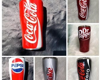 Soda 20 oz Tumbler, Coke, Pepsi, Dr. Pepper, Glitter or No Glitter