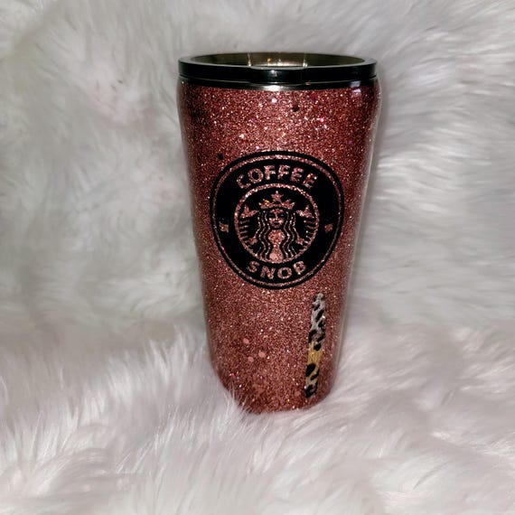 20 oz Coffee Snob Pink Glitter and Leopard Spot Stainless Steel Tumbler